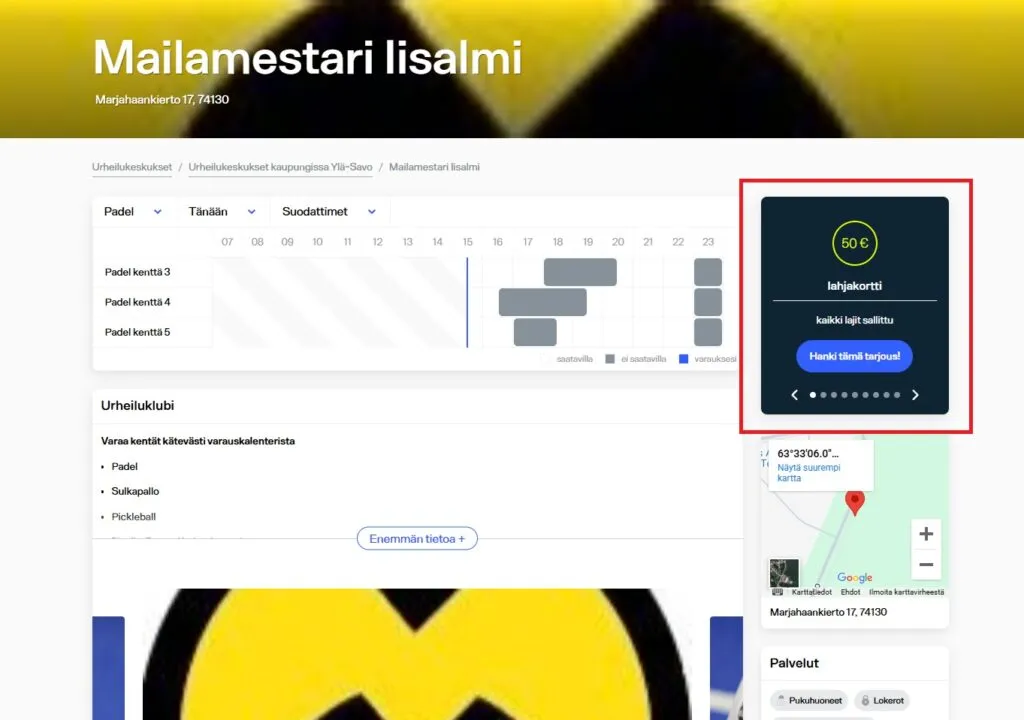 Klubilompakon käyttö Mailamestarin verkkosivujen kautta – kuva 1